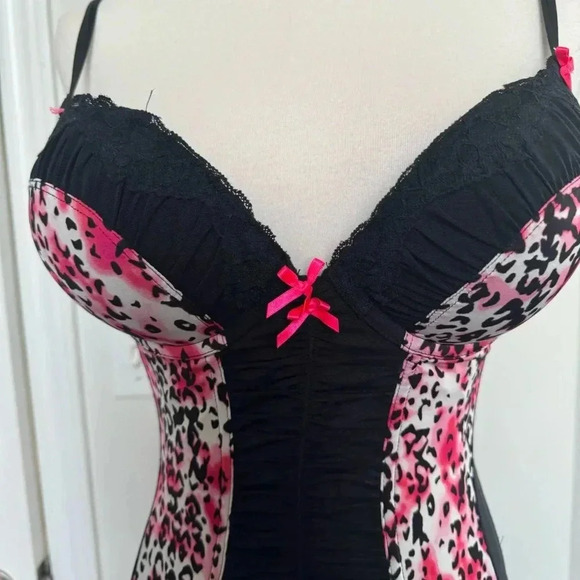 Lasenza Pink and Black Leopard  Print corset top S punk goth y2k - Picture 4 of 7
